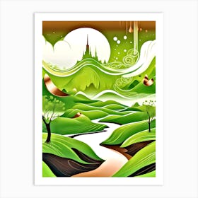Green Landscape 1 Art Print