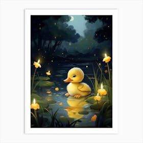 Animated Duckling At Night 4 Art Print