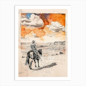 Big Sky Country Cowboy Collage 4 Art Print