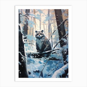 Winter Raccoon 2 Illustration Art Print