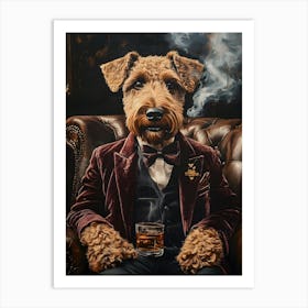 Classy Airedale At The Bar 19 Art Print