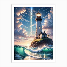 A Lighthouse In The Middle Of The Ocean 57 Art Print