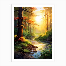 Sunset In The Forest Art Print