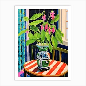 Flowers In A Vase Still Life Painting Fuchsia 1 Art Print