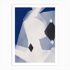 Blue Black And White Abstract Art Print