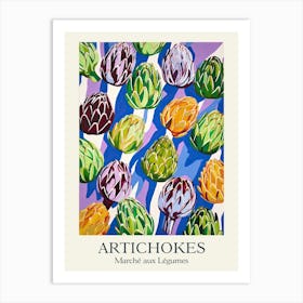 Marche Aux Legumes Artichokes Summer Illustration 4 Art Print
