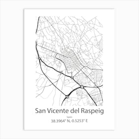 San Vicente Del Raspeig,Spain Minimalist Map Art Print