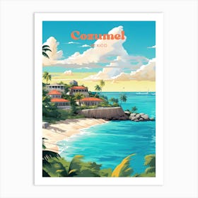 Cozumel Mexico Seaside Modern Travel Illustration Art Print