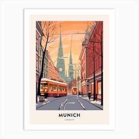 Vintage Winter Travel Poster Munich Germany 1 Art Print