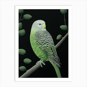 Ohara Koson Inspired Bird Painting Budgerigar 2 Art Print