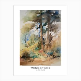 Monterey Park 2 Watercolour Travel Poster Art Print