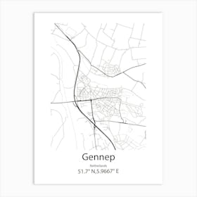 Gennep,Netherlands Minimalist Map Art Print