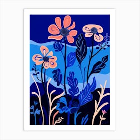 Blue Flower Illustration Kangaroo Paw 2 Art Print