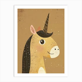 Muted Pastel Unicorn Portrait Kids Storybook 4 Art Print