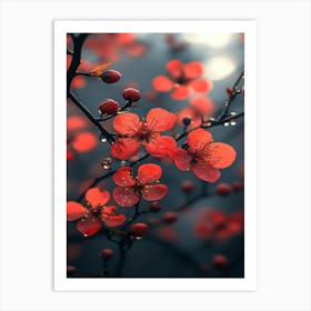 Red Cherry Blossoms Art Print