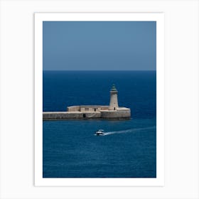 Malta Lighthouse, Blue Sea, Travel Photography Art Print