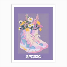 Spring Poster Retro Sneakers With Flowers 90s Illustration 4 Art Print