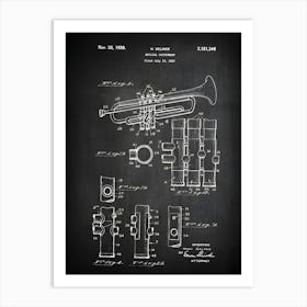 Trumpet Gifts, Trumpet Art, Trumpet Decor, Trumpet Player Gift, Trumpet Teacher Gift, Trumpet ,Trumpet Blueprint Patent,Trumpet Poster,Mt3461 Art Print