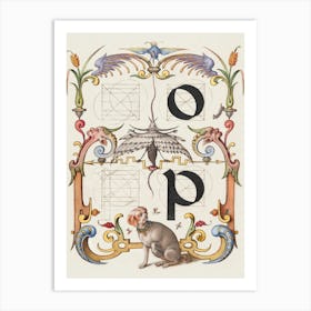 Guide For Constructing The Letters O And P From Mira Calligraphiae Monumenta, Joris Hoefnagel Art Print