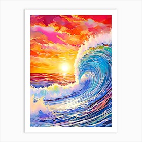 Sunset Ocean Wave Painting Art Print