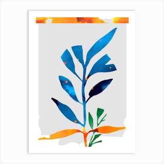 Blue And Ornage Botanicals Art Print