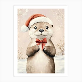 Christmas Otter 2 Art Print