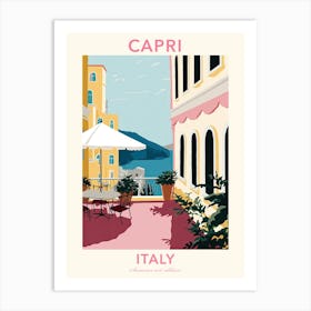 Capri, Italy, Flat Pastels Tones Illustration 2 Poster Art Print