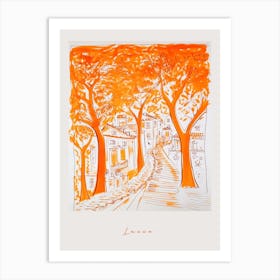 Lucca Italy Orange Drawing Poster Art Print