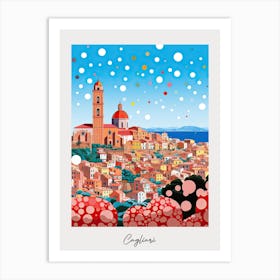 Poster Of Cagliari, Italy, Illustration In The Style Of Pop Art 1 Art Print