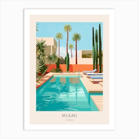 Miami Florida 2 Midcentury Modern Pool Poster Art Print