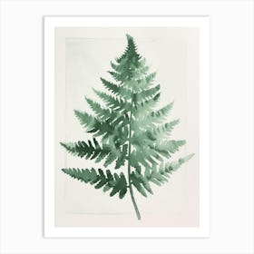 Green Ink Painting Of A Royal Fern 1 Art Print