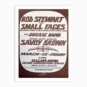 Rod Stewart And Small Faces Concert Poster 1971 Art Print