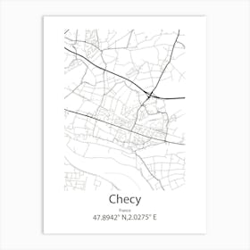 Checy,France Minimalist Map Art Print