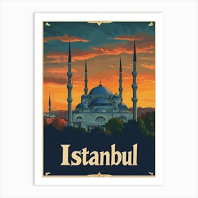 Aihrgdesign A Retro Travel Poster For Istanbul Featuring The 3 Art Print