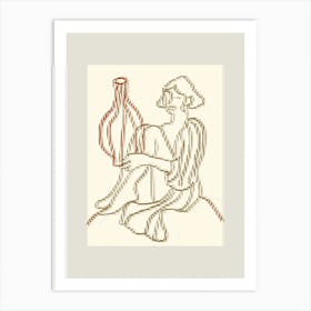 Woman Holding Vase Art Print