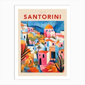 Santorini Greece 3 Fauvist Travel Poster Art Print