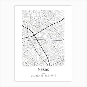 Nakao,Japan Minimalist Map Póster