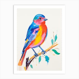 Colourful Bird Painting Bluebird 4 Art Print