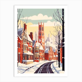 Vintage Winter Travel Illustration Manchester United Kingdom 8 Art Print