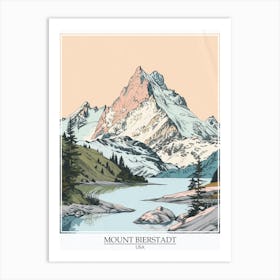 Mount Bierstadt Usa Color Line Drawing 7 Poster Art Print