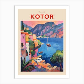 Kotor Montenegro 4 Fauvist Travel Poster Art Print