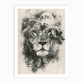 Lion In The Forest 16 Art Print