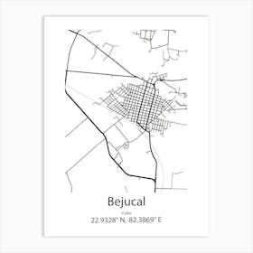 Bejucal,Cuba Minimalist Map Art Print