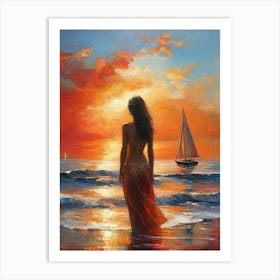 Sunset On The Beach Art Print