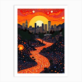 Los Angeles, Illustration In The Style Of Pop Art 4 Art Print