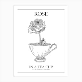 Rose In A Tea Cup Line Drawing 2 Poster Art Print