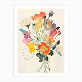 Portulaca 4 Collage Flower Bouquet Art Print