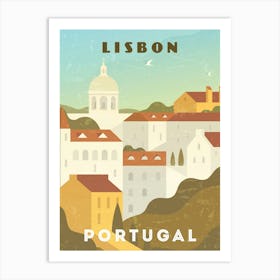 Lisbon, Portugal — Retro travel minimalist poster Art Print