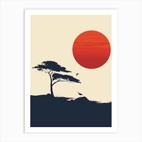 Sunset Over A Tree Art Print