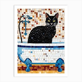 Black Cat In Bathtub 5 Art Print